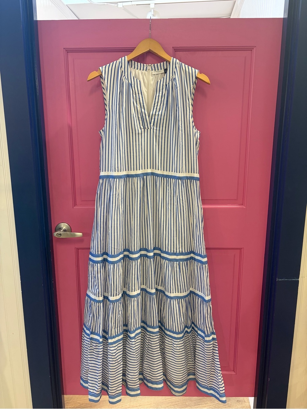 Cabana Life Blue and White Striped Sleeveless Maxi Dress